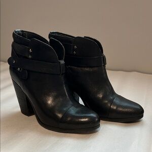 Rag & Bone Black Leather Minimalist Heeled Bikercore Booties